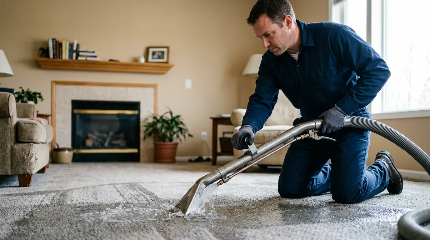 Water damage restoration technician working near Central Square, NY